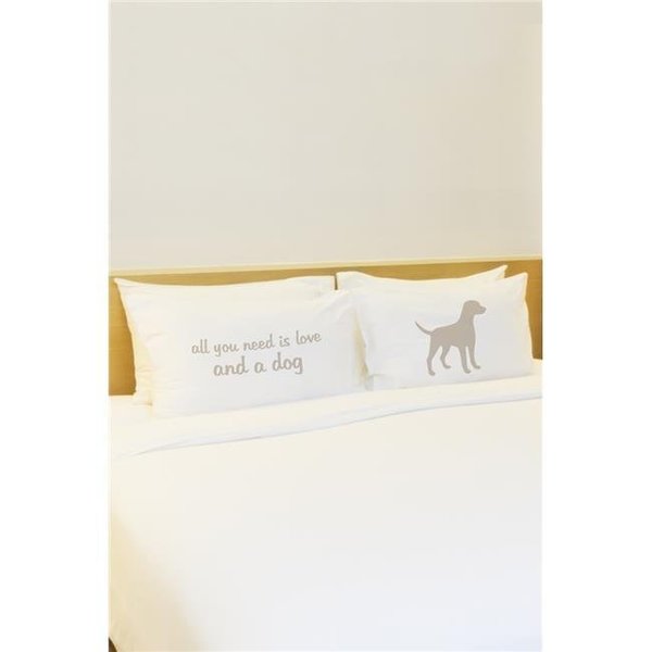 One Bella Casa One Bella Casa 74419PCE59 15 x 19 in. Love & Dogs Pillowcases - Tan; Set of 2 74419PCE59